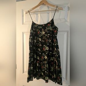 NWT Alice + Olivia Black Floral Spaghetti Strap Sundress Small